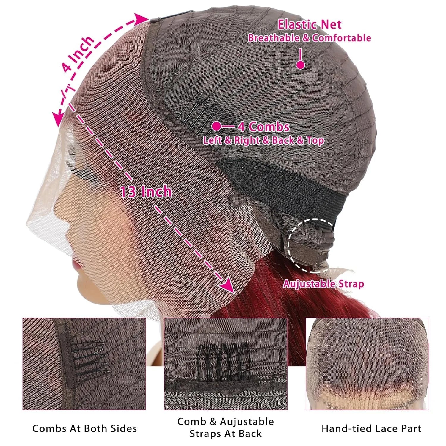 99J Burgundy Color Wig