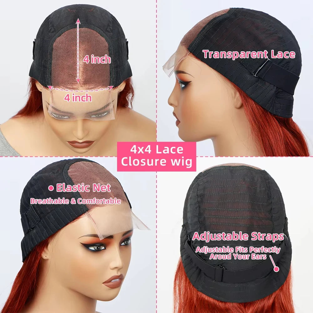 Ginger Wig Human Hair