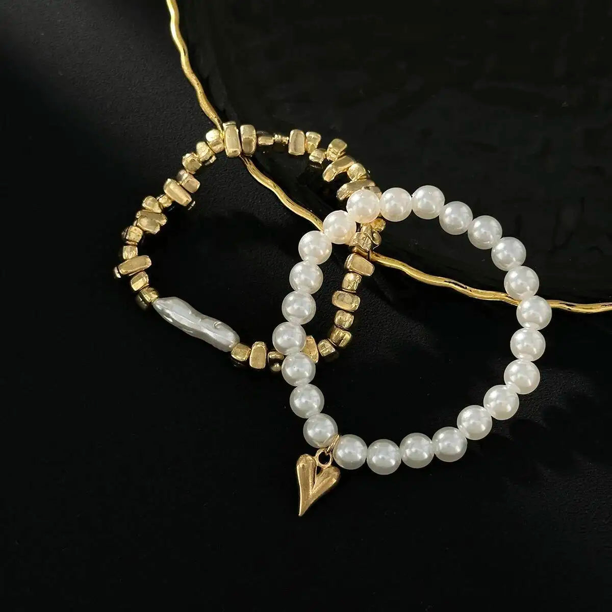 2Pcs/Set Elegant Imitation Pearl Bracelet