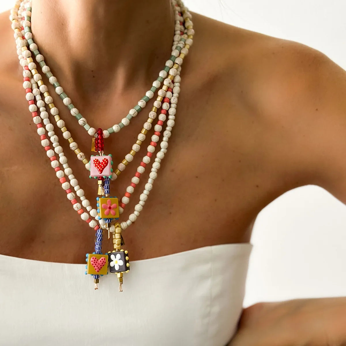 White turquoise bead necklace