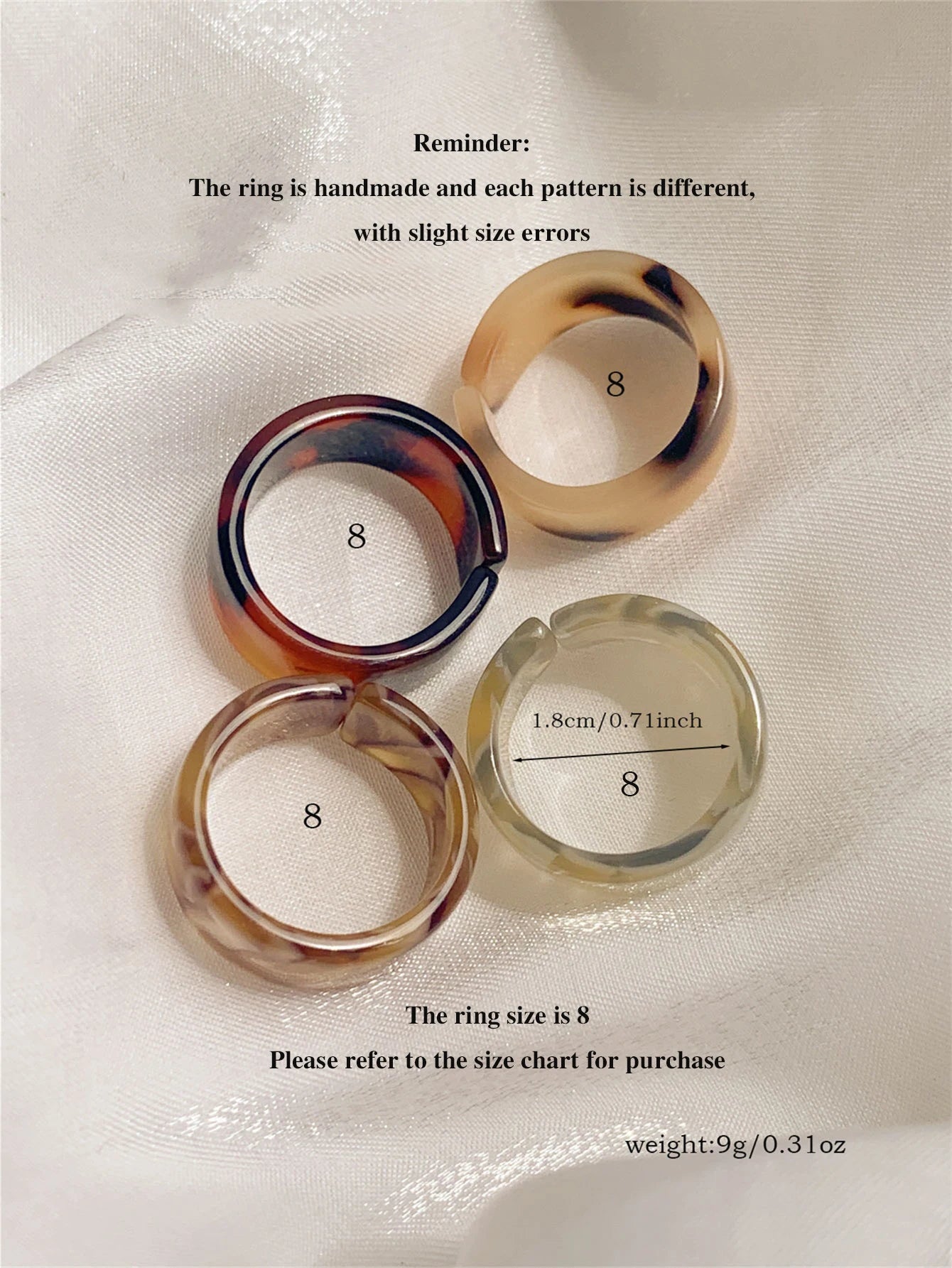 4-piece set of colorful rings