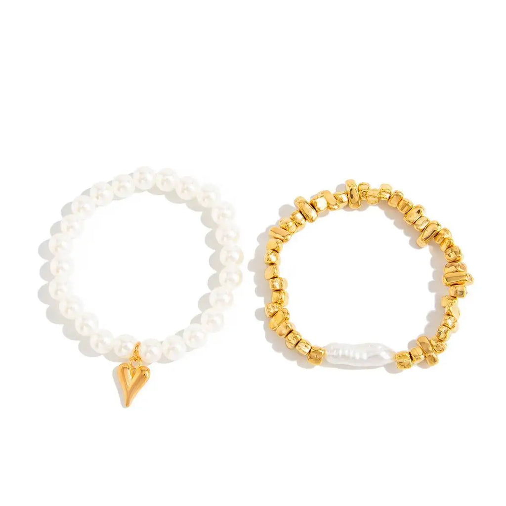 2Pcs/Set Elegant Imitation Pearl Bracelet