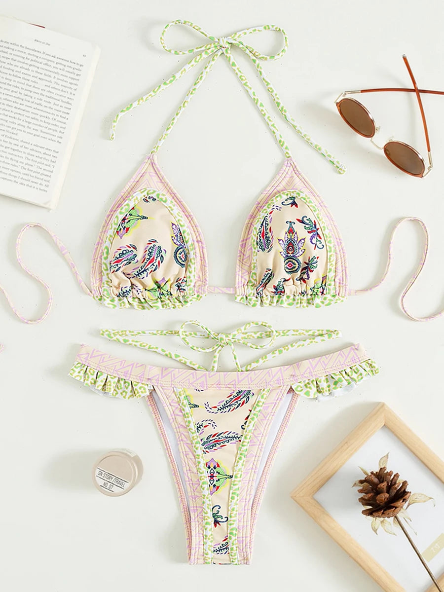 Print Bikinis Bordered Bikini
