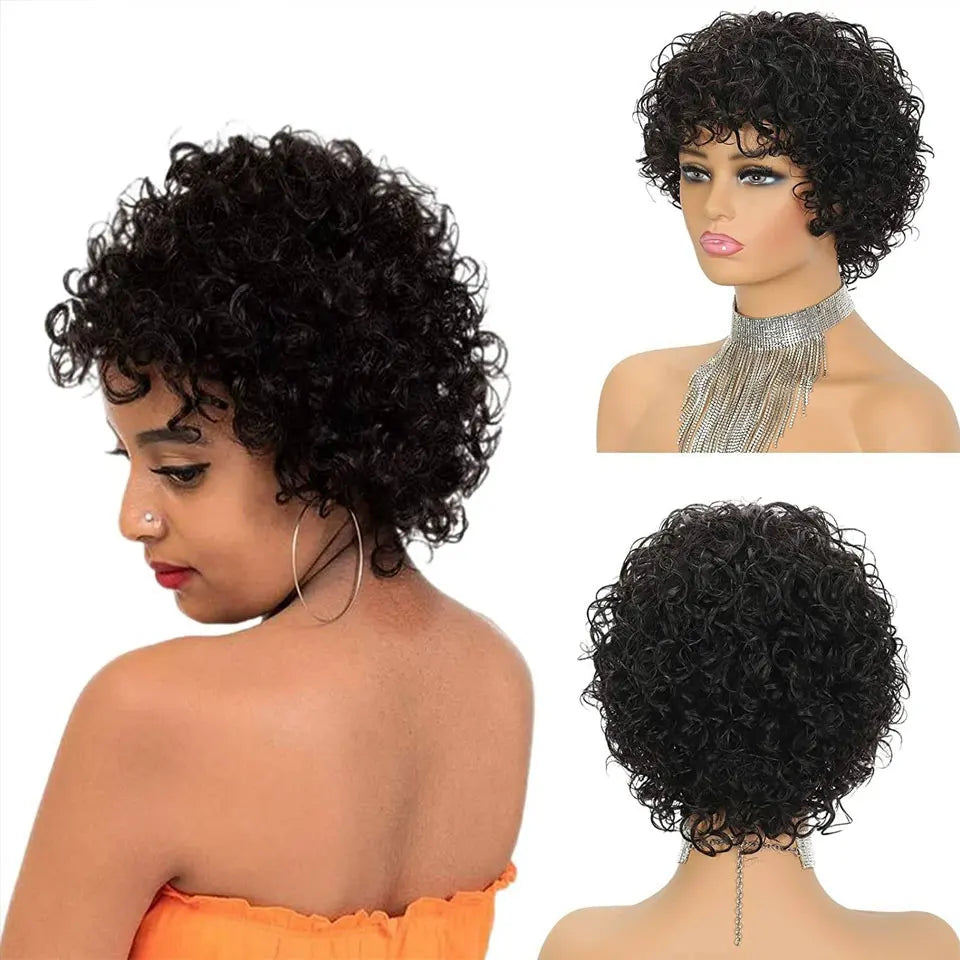 Sale Short Pixie Curly Bob