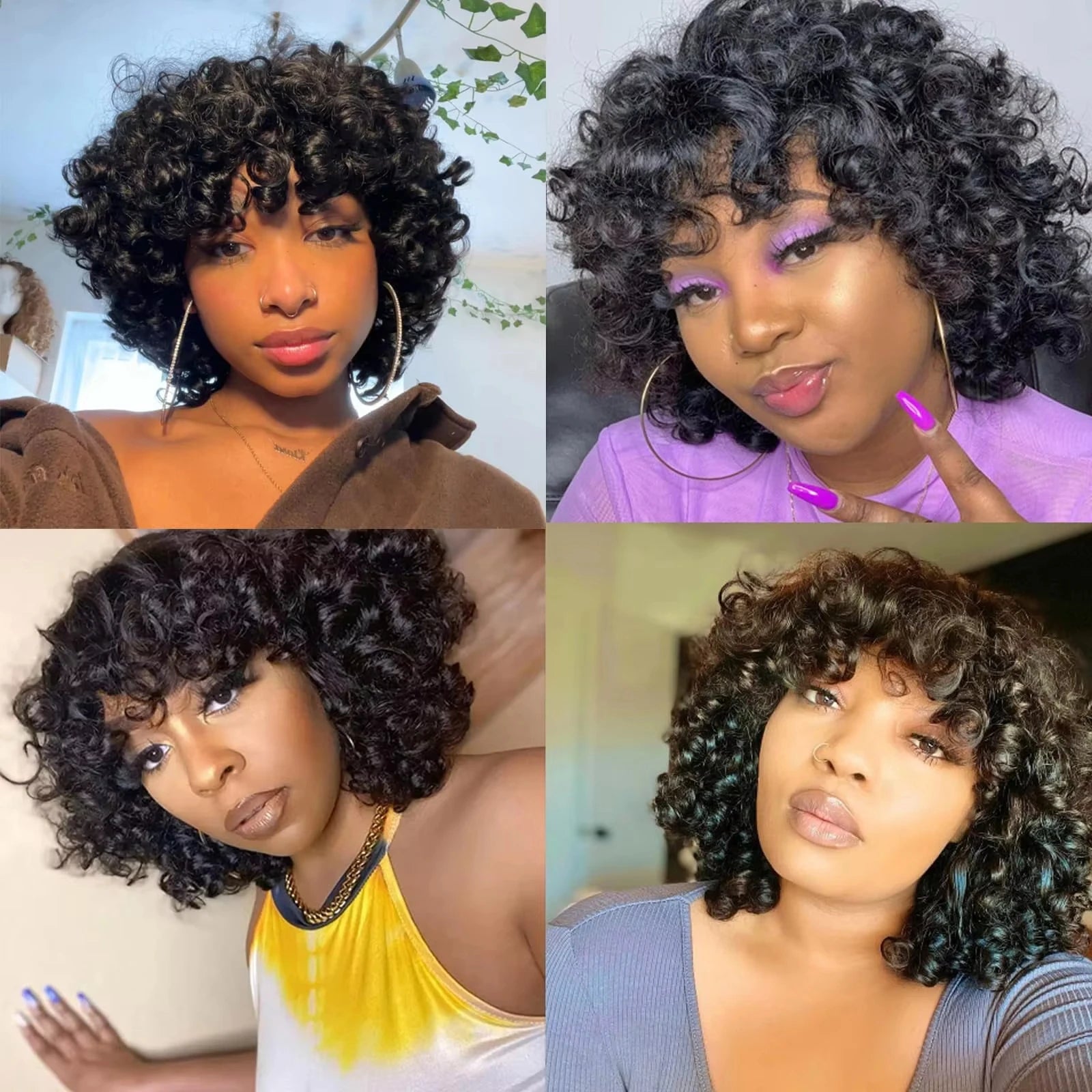 250% Bouncy Curly Bob Human Hair