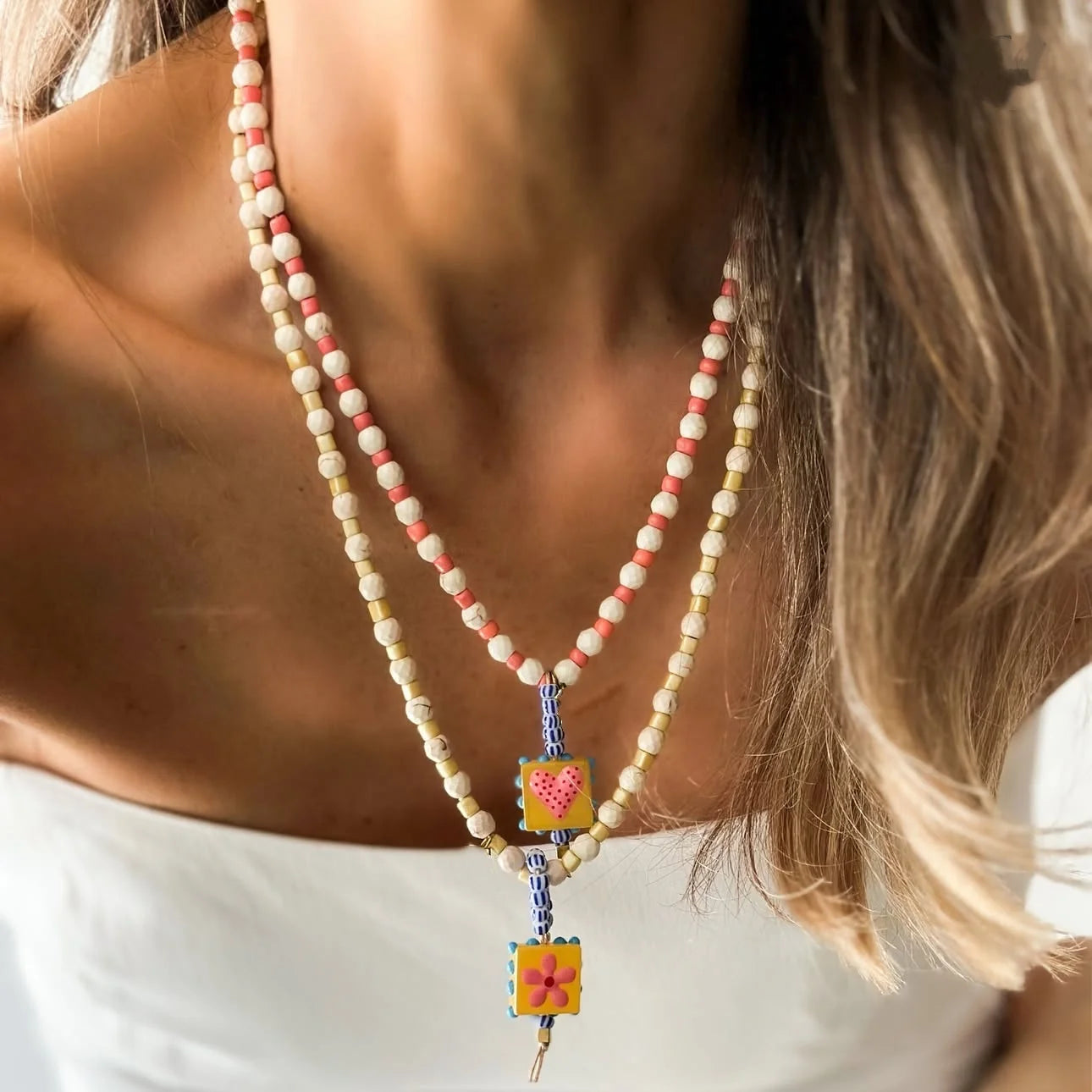 White turquoise bead necklace