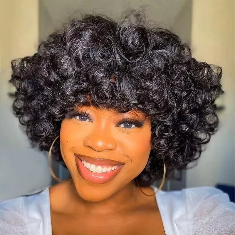 250% Bouncy Curly Bob Human Hair