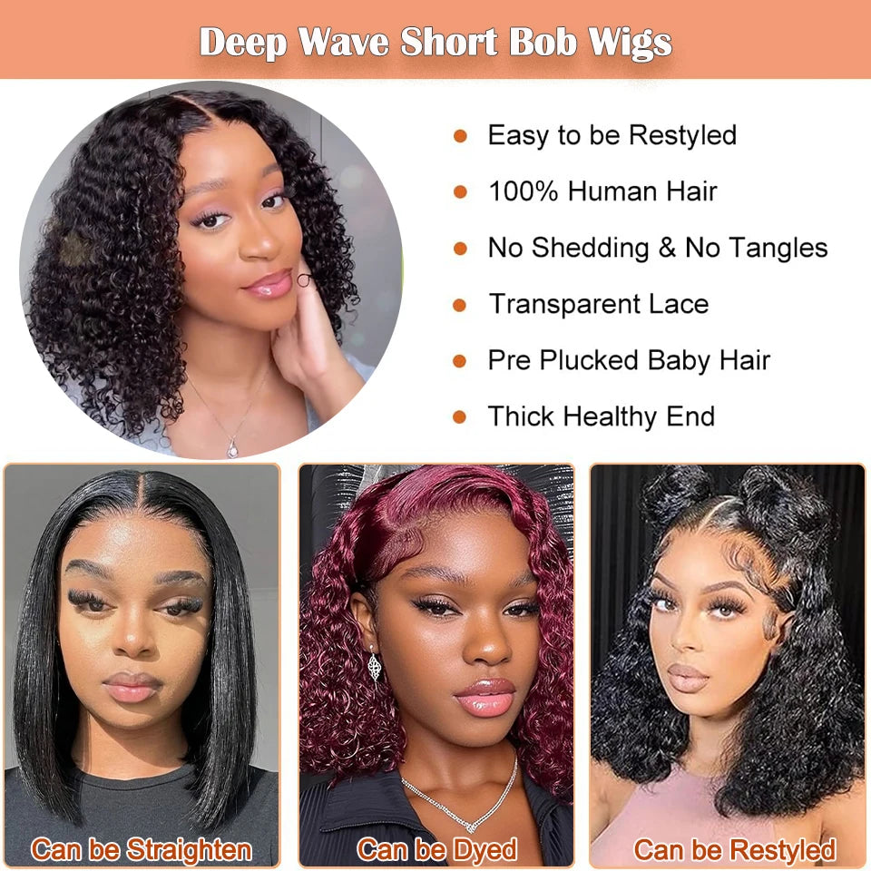 Short Curly Bob Wig Human Hair