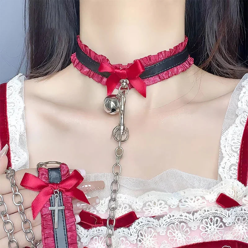 Lace Necklace Bow Knot Bell