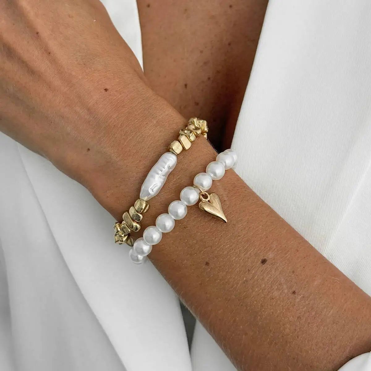 2Pcs/Set Elegant Imitation Pearl Bracelet