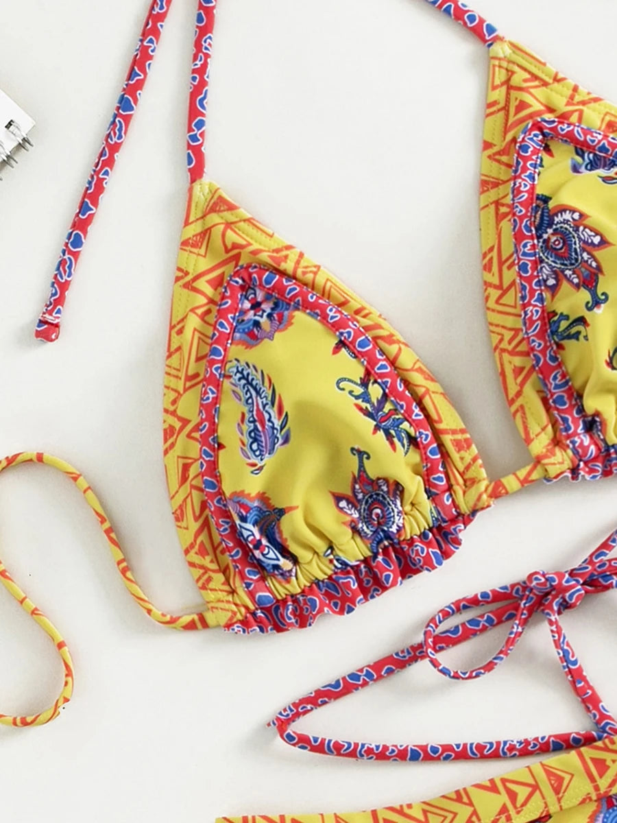 Print Bikinis Bordered Bikini