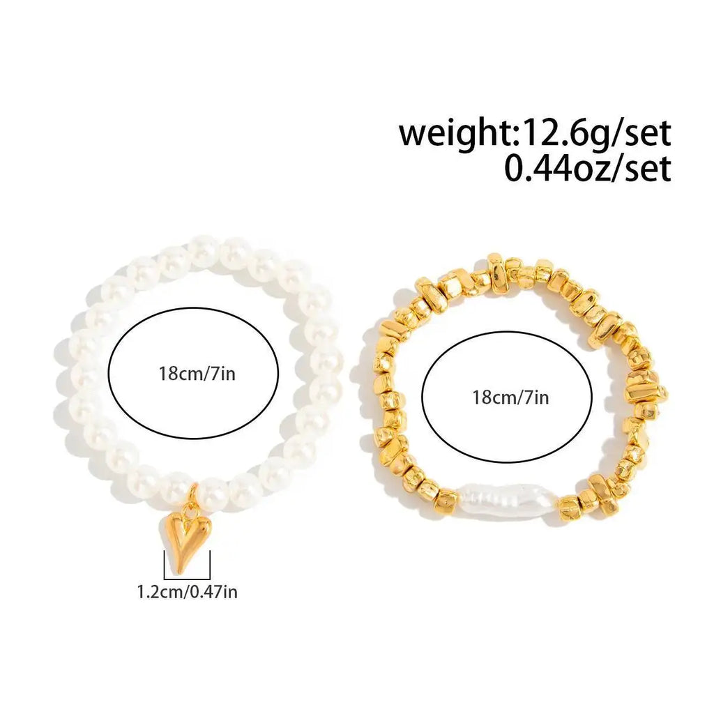 2Pcs/Set Elegant Imitation Pearl Bracelet