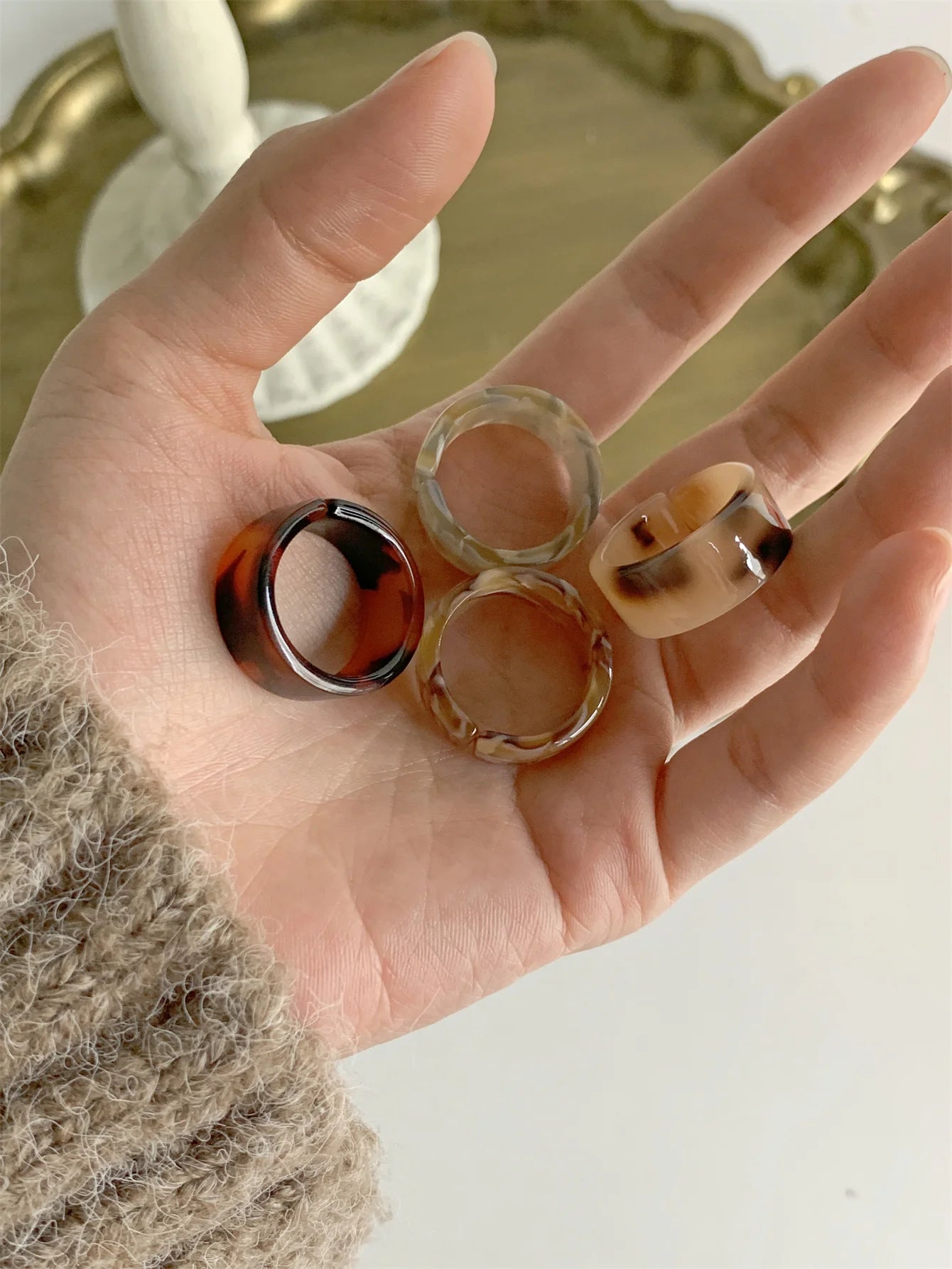 4-piece set of colorful rings